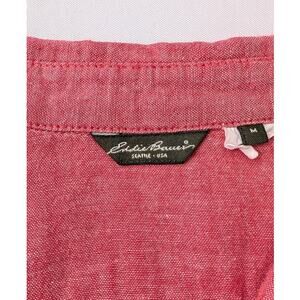 Eddie Bauer Linen Blend Button Down Roll Tab Top M Pink Lightweight Coverup